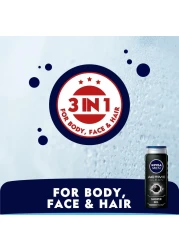 نيفيا للرجال جل الإستحمام 3 في 1 غسول الجسم أكتيف كلين برائحة الفحم الخشبي 500 ملل