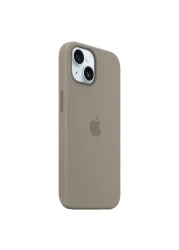 أبل غطاء حماية من السيليكون لهاتف آيفون 15 مع تقنية شحن ماغ سايف - طيني