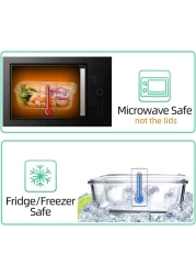 مونديكس حافظة طعام زجاجية محكمة الغلق شفاف/أزرق 350 ملل + 700ملل عدد 2 قطعة