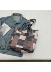 Canvas Denim Printed Tote Bag Multi Pockets Shoulder Handbag Fashion Denim Backpack For Women