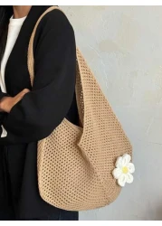 New Beach Vacation Straw Shoulder Bag For Women Large Capacity Woven Underarm Tote Bag Summer Perfectly Matching With Vacation Outfits Women