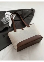 Casual Business Large Capacity Foldable Dual Strap Tote Bag Suitable For Girls Ladies Shopping Work Commute Outdoor Activities Business Events Gift For Mothers New In Fall Winter Larrge Capacity Shoul