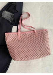 حقيبة كتف حريرية كبيرة السعة لطالبة الجامعة للتنقل، حقيبة كتف نسائية