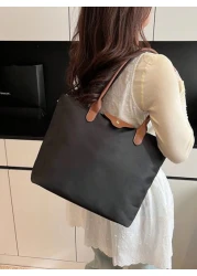 1 Piece Simple And Versatile Casual Versatile Solid Color Large Zipper Large Capacity Shoulder Tote Bag For Women Can Be Worn Cross Body Suitable For Shopping Vacation Work And Commuting Women s Fashi