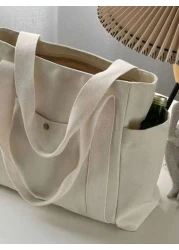 زنبيل كنفاس بسعة كبيرة على طراز INSEG لطلاب، العمل، التنقل والأنشطة الخارجية، حقيبة للحمل على الكتف واليد، حقيب