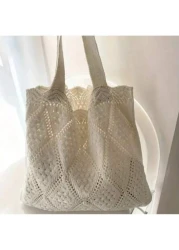 حقيبة ظهر مضلعة محبوكة بالكروشيه باللون القطعي، أسلوب للعطلات