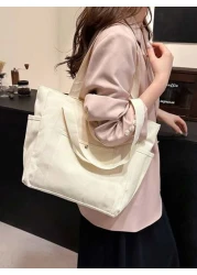 Multi Pocket Tote Bag For Women Canvas Bag With Handle Bag Large Capacity Purse Reusable Handbag Canvas Tote Bag Perfect For Daily Use And Travel Tote Bags For Students Multiple Compartments Perfect F