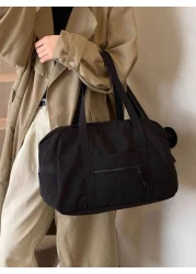 Large Capacity Nylon Shoulder Bag Solid Color Women s Casual Travel Handbag Tote Bags For Students Multiple Compartments Perfect For Beach School Work Daily Use