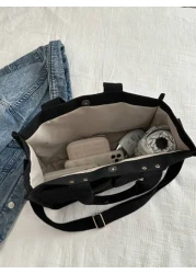 1 Stylish High Capacity Portable Shoulder Bag Simple Canvas Multi Pocket Diagonal Backpack Suitable For School Travel Tote Bag Tote Bags For School Tote Bags For Students Multiple Compartments Perfect