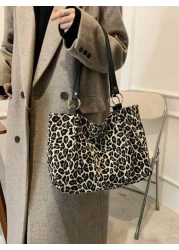 حقيبة كتف بسعة كبيرة من طراز جديد بطبعة نمر للاستخدام اليومي والمدرسة، حقيبة بطبعة نمر عصرية