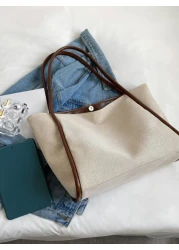 1 قطعة شنطة ظهر للنساء بتصميم الكتل اللونية ، تصميم فسيح ،موضة للتنقل والمدرسة والمكتب والاستخدام اليومي، منا