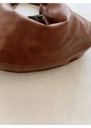 KVKY Large Retro Style Hobo Bag Large Capacity PU Tote Bag Women s Casual Shoulder Bag Armpit Bag With Zipper Suitable For Shopping Commuting Work And School Suitable For College Students White Collar