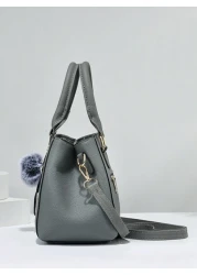 New Shoulder Handbag With Fur Ball Pendant Casual Style Mother s Day Gift For Mom Must Have For Mom Perfect For Office College Work Business Commuting Outdoor Travel Outing Best Mothers Day Gifts Ever