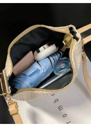 Mini Minimalist Straw Bag New Woven Straw Handbag Fashionable Women s Bag Versatile Shoulder Crossbody Bag Gift Summer Beach For Girls Ladies Students Summer Essentials Perfect For Vacation Holiday