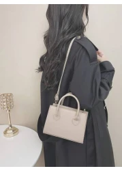 Solid Color Pu Handbag Casual Mini Square Bag For Commute Outdoors Fashion Crossbody Shoulder Bag Small Candy Color Crossbody Bag Glossy Double Handle Square Purse Women s Zipper Handbags