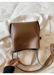 Fashion Women s Brown Handbag Simple Minimalist PU Leather Retro Mini Bucket Bag Versatile Shoulder Crossbody Bag Suitable For Shopping And Daily Use