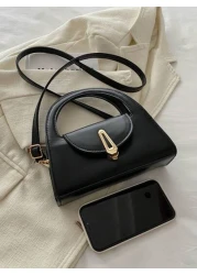 1 Pc Minimalist Retro Mini Handbag Square Bag Hardware Lock Buckle Decoration Flap Opening Shoulder Strap Adjustable Lightweight Crossbody Bag Suitable For Women s Daily Casual Use