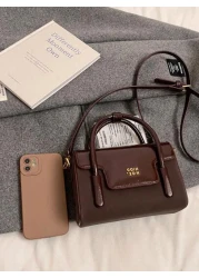 Stylish Vintage Women Handbag New High End Crossbody Bag Unique Design PU Flap Small Square Bag Casual Minimalist Solid Color For Work Commute Large Capacity Shoulder Bag For Daily Use Outing Party