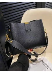 حقيبة نسائية أنيقة عصرية ذات لون أحادي وحزام عريض من جلد البولي يوريثان مع حزام كتف