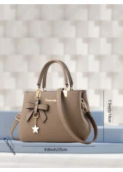 1pc Women s Burgundy Ancora Bordeaux Ruby Maroon Crimson Cherry Black Blue Grey Solid Color Handbag With Pu Material And Bow Star Pendant Suitable For Daily Leisure Shopping Travel Business Commuting