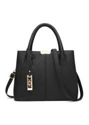 Minimalist Solid Color Women Handbag Elegant Ladies Dual Handle Shoulder Tote Bag Fashion Female Work Bag Crossbody Commuter Bag Pendant Decor Classic Top Handle Shoulder Bag Mother s Day Gift Suitabl