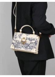 2025 Fashion New Women Bag High Quality Luxury Niche Design High End Embroidered Leather Small Square Bag White Exquisite Elegant Handbag Shoulder Messenger Bag Special Lock Design