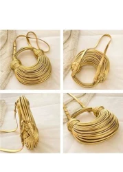 Handbags For Women New Gold Luxury Designer Brand Handwoven Noodle Bags Rope Knotted Pulled Hobo Evening Clutch Chic