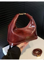 Retro Waxed Leather Burgundy Red Handbag Niche Design And Good Looking Crossbody Bag High End Texture Classic And Elegant Shoulder Bag Versatile For Daily Use Suitable For Daily Matching Photo Shoots