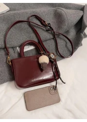 Wine Red Handbag Vintage Style Fashion Versatile Structured Zipper Closure Crossbody Bag PU Leather Suitable For Daily Commute Dating Gift Best Mothers Day Gifts Women