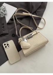 High End Crocodile Pattern Ladies Handbag High End Simple Letter Decoration Adjustable Shoulder Strap Messenger Bag Fashionable Strap Hardware Decoration Shoulder Commuter Bag Magnetic Buckle Opening