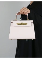 حقيبة يد نسائية فاخرة لعام 2025، حقيبة صغيرة أنيقة بملمس السعف، حقيبة كيلي، حقيبة للذهاب إلى العمل والتنقل، حقي