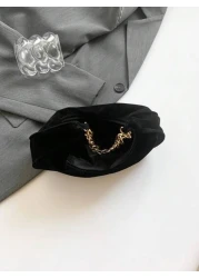 حقيبة مقبض معدنية سلسلة ذات نمط صلب أنيق، حقيبة كلاتش كاجوال متعددة الوظائف بتصميم مطفي رجعي للنساء