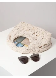 Hollow Floral Woven Bag Bohemian Beach Tote Ruched Handbag Holiday Casual Straw Wallet Pattern Random Beach Purse Perfect For Summer Vacation Daily Use Travel Must Haves