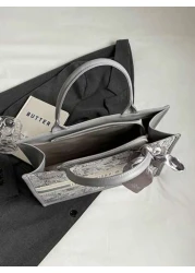 1pc 11in 7 9in 3 9in Fashionable Women s Tote Bag Large Capacity Square Shape Lightweight With Exquisite Silk Scarf Decoration Made Of Scratch And Abrasion Resistant Material Suitable For Shopping Dat