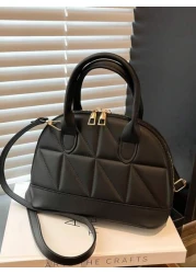 Classic Fashion Solid Color Quilted PU Leather Tote Bag Women s Versatile Dome Top Handle Crossbody Bag Simple Travel Vacation Handbag With Adjustable Shoulder Strap Business Commuting Briefcase Shoul