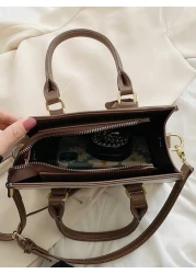 BELLEBORG حقيبة مستطيلة اللون بتفاصيل حرفية ، خفيفة الوزن ، كاجوال للمكتب، للطالبات الجامعيات ، الموظفين الجدد وم