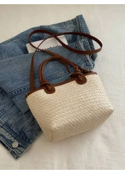 2025 Women s Woven One Shoulder Crossbody Bag Large Capacity Vacation Tote Beach Handbag For Commute