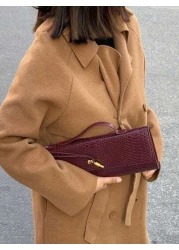 Burgundy Bag Cherry Red Envelope Wine Red Envelope Upscale New Handbag European And American Fashion Crocodile Flip Hand Organ Bag Dinner Bag Shoulder Bag Messenger Bag