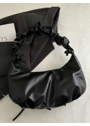 Cross Border Korean Style Elegant Ruffle Cloud Bow Handbag With Chain Shoulder Strap New Fashion Ruffle Underarm Bag