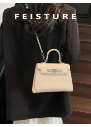 قطعة واحدة من شارة يدوية معدنية من مواد PU عصريّة، حقيبة مربعة صغيرة مزودة بإغلاق مغناطيسي مناسبة للبنات والسي