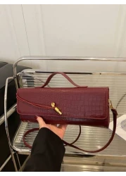 1 Pc Fashion Classic Versatile Daily Commuting Style Solid Color Crocodile Pattern PU Leather Long Strip Flip Style Women s Handbag Suitable For Daily Commuting Daily Clothing Matching And Giving Gift