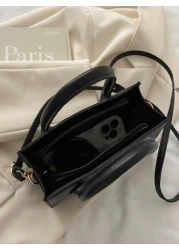 Women s Stylish Small Square Bag With Stone Texture Double Handles Embossed Crocodile Pattern Adjustable Shoulder Strap Suitable For Leisure Travel Shopping Lightweight Business Casual Style For Teen