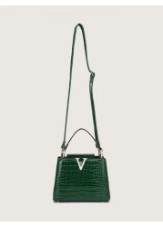 Luxury Brand Women s Handbag Crocodile Texture High Quality Shoulder Bag 2025 New Fashion Versatile Large Capacity Tote Bag Retro Casual Street Wear Minimalist Celebrity Style Glossy Shoulder Bag Blac