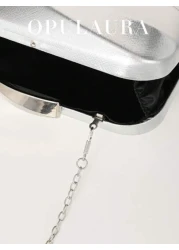 حقيبة مساء شديدة اللمعان معدنية ذهبية فاخرة، شكل مربع لخروجات المرأة، حقيبة جلدية أنيقة للحفلات الرسمية، منا