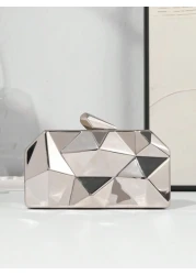 Women s European And American Style Metal Box Crossbody Chain Bag High End Evening Clutch Banquet Purse Formal Party Bag