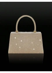 Shiny And Elegant Mini Bow Women s Evening Bag Paired With Exquisite And Luxurious Rhinestone Necklace And Earrings Two Pieces Set New Solid Color Pleated Flap Handbag Suitable For Holiday Parties Dan