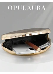 OpulAura Women s Simple Shell Shaped Luxury Leather Clutch Purse Elegant And Charming For Evening Gown Sparkling Night Use Handbag Formal Party Bag Romantic Wedding Bag Comes With Chain