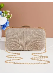 Vincy Glitter Handbag Glamorous Elegant Exquisite Quiet Luxury Sequin Stylish Luxury Shiny Evening Bag With Pleats Detail Clutch Shoulder Crossbody Chain Bag For Women For Party Girl Woman Bride Perfe