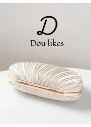 New Luxury Party Clutch Bag Shell Shaped Design Wrinkle Style Evening Bag Lady Handbag For Ceremony