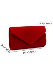 Red Color Women Evening Bags Cover Envelope Design Pary Wedding Girl Handbags With Chan Shoulder Clutch Velvet Fashion Purse